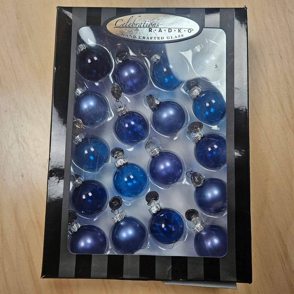 RARE Radko Hand Crafter Mini Glass Celebrations Chirstmas balls Tree Decoration